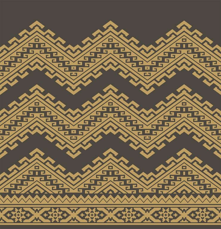 Vector illustration of a Malay songket woven motif design pattern in brownish gold color