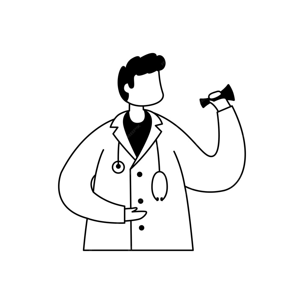 Premium Vector Vector illustration of a male doctor in a white coat