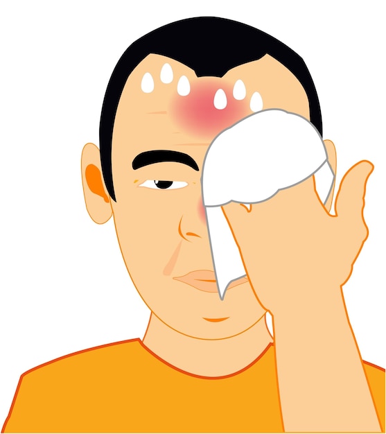 Vector illustration of the man by sick flu