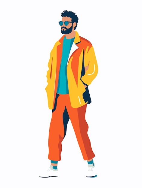 Vector illustration of a man in cool outfit