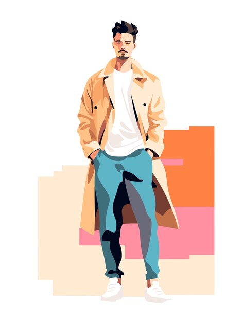 Vettore illustrazione vettoriale di un uomo in abito cool