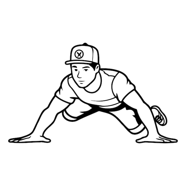 Vector vector illustration of a man doing pushups cartoon style