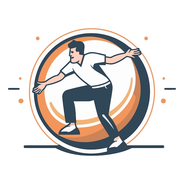 Vector vector illustration of a man doing pushups in a circle