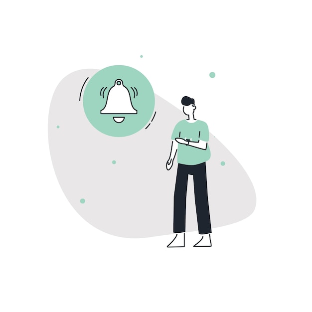 vector illustration of a man holding a bell flat design style