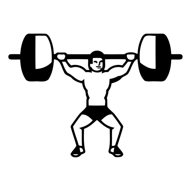 Vector vector illustration of a man lifting a barbell in a gym