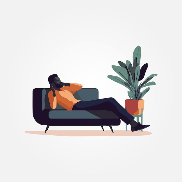 векторная иллюстрация человек, лежащий на диване