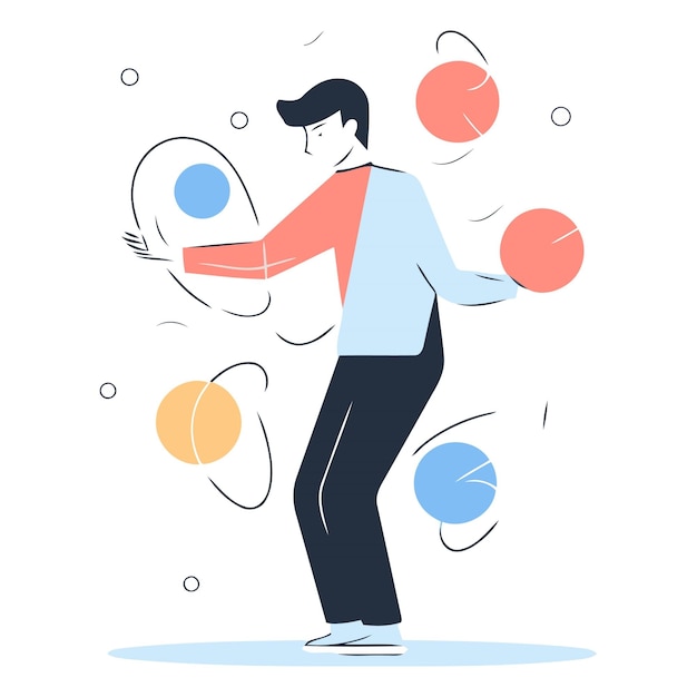 Vector vector illustration of a man playing table tennis flat style design