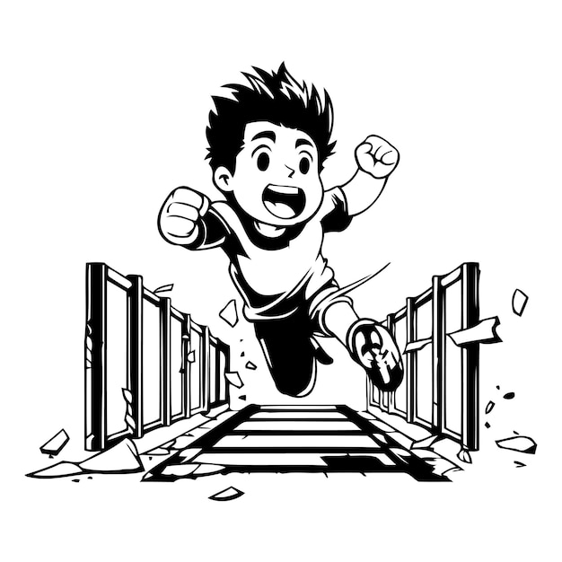 Vector vector illustration of a man running in a hurry cartoon style