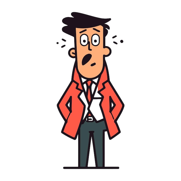 Vector vector illustration of a man in a suit with a sad face