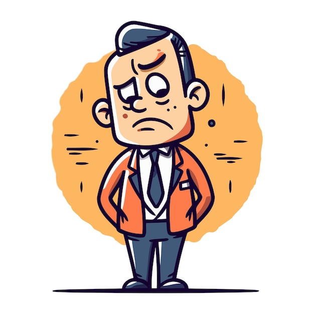 Vector illustration of a man in a suit with a sad face