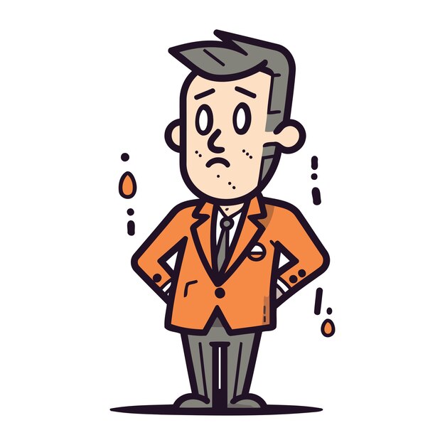 Vector vector illustration of a man in a suit with a stomach ache