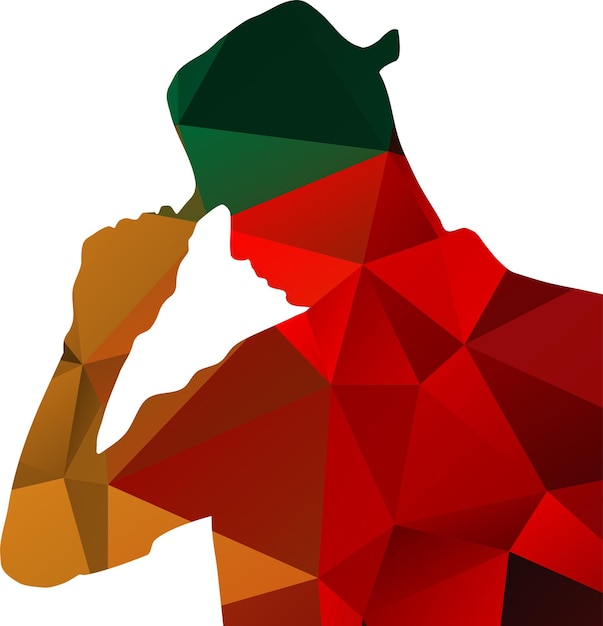 Vector Illustration Of A Man With Hat Silhouette With Colored Pattern Original Silhouette Image