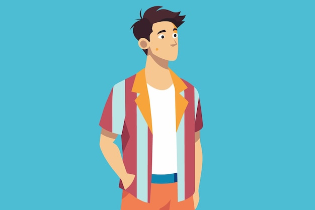 Vector vector illustration of a man with a shirt with blue background