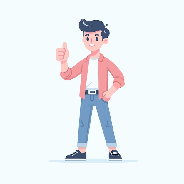 Vector vector illustration of man with thumb up in flat design style