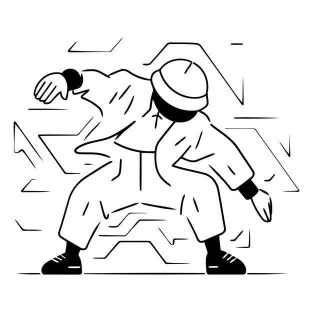 Vector illustration of a man in a yellow raincoat and hat