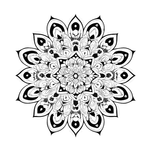 A vector illustration of a mandala with a pattern of flowers.