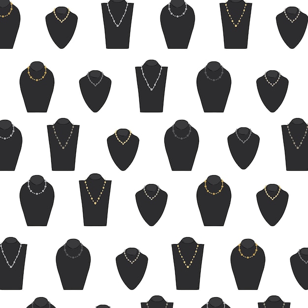 Vector illustration of mannequin jewelry necklace display stand pattern