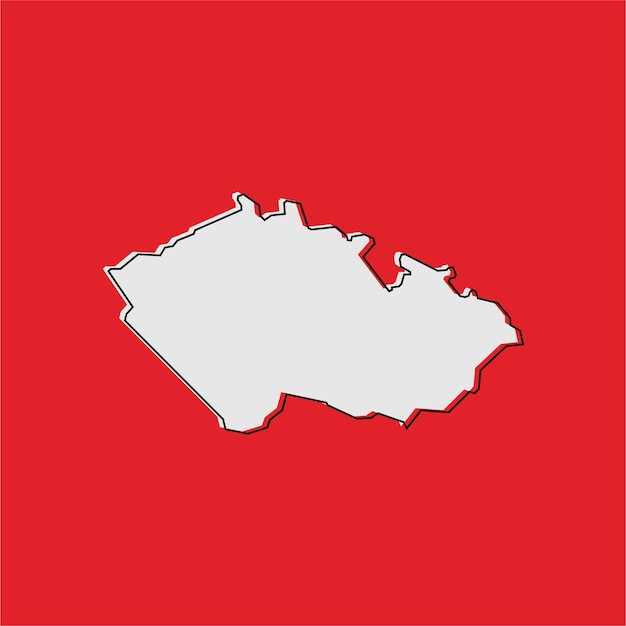 Vector illustration of the map of czech republic on red background