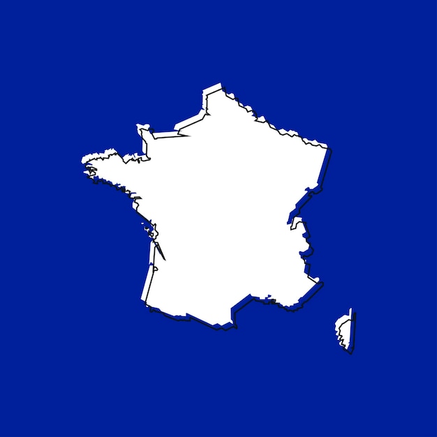 Vector vector illustration of the map of france on blue background