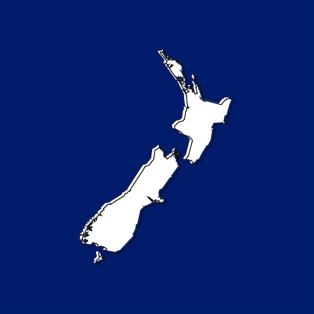 Vector Illustration of the Map of New Zealand on Blue Background