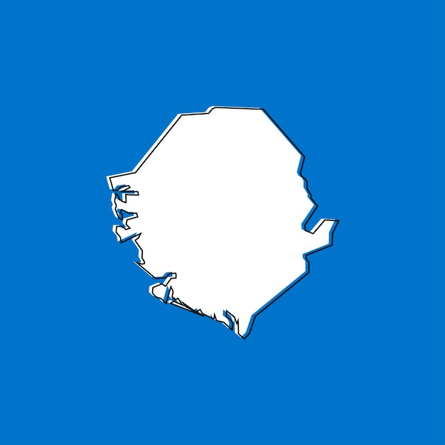 Vector Illustration of the Map of Sierra Leone on Blue Background