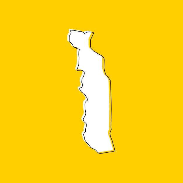 Vector illustration of the map of togo on yellow background
