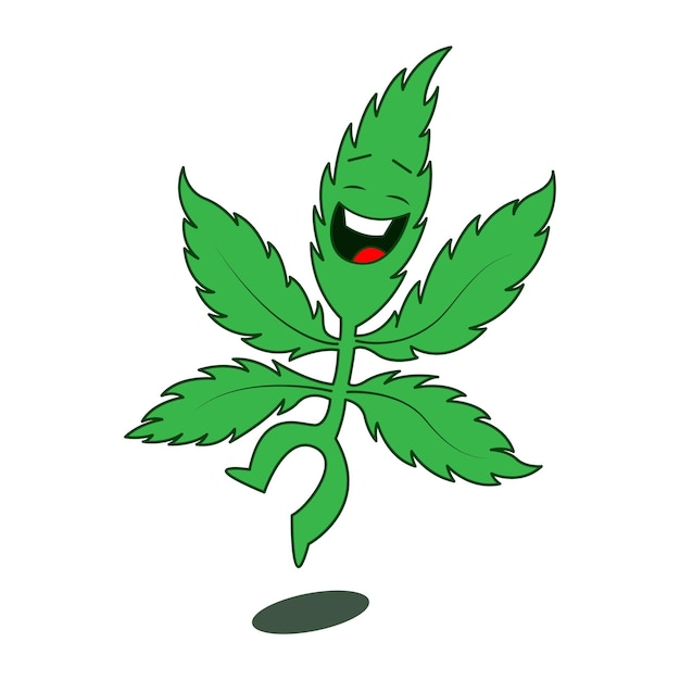 Vector vector illustration of marijuana cartoon laughing and dancing