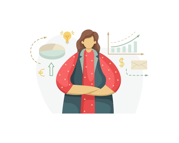 Vector illustration of a marketing specialist thinking through a business development strategy Profession Flat style