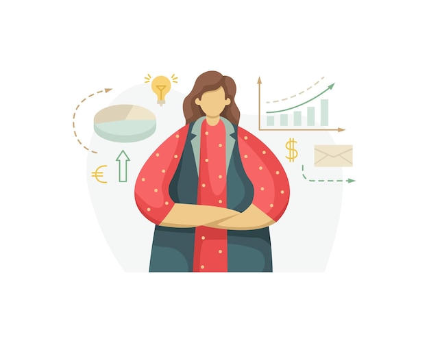 Vector illustration of a marketing specialist thinking through a business development strategy profession flat style