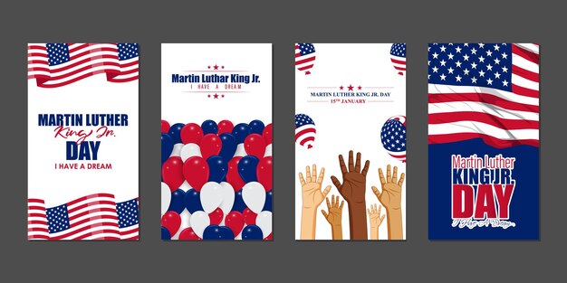 Vector vector illustration of martin luther king jr day social media feed set template