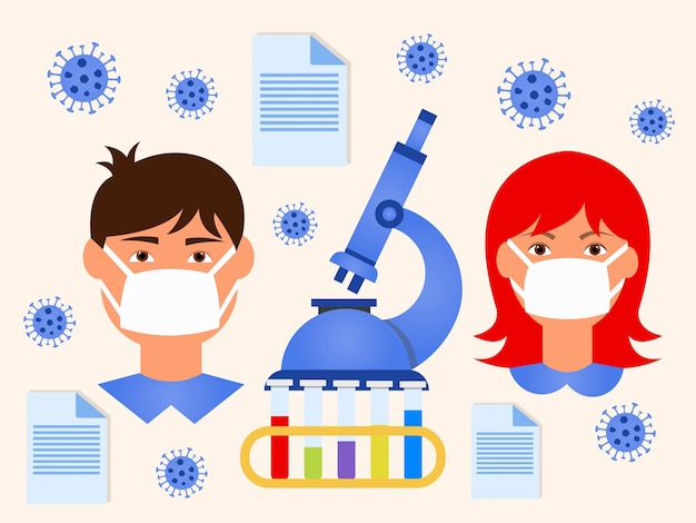 Vector illustration masked people protection from virus concept\
coronavirus epidemic self defense