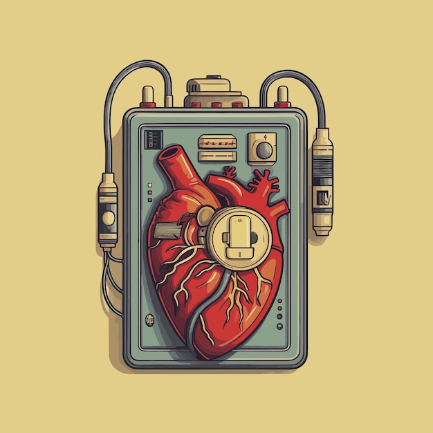 Vector illustration of mechanical heart