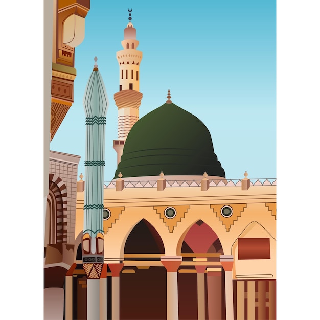 サウジアラビアのメディナ・モスクのベクトルイラスト