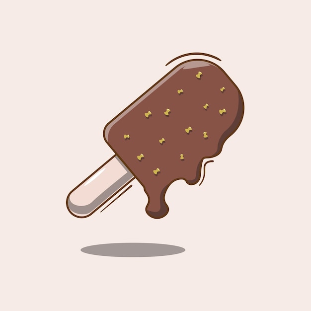 Vector illustration of melted chocolate ice cream cartoon