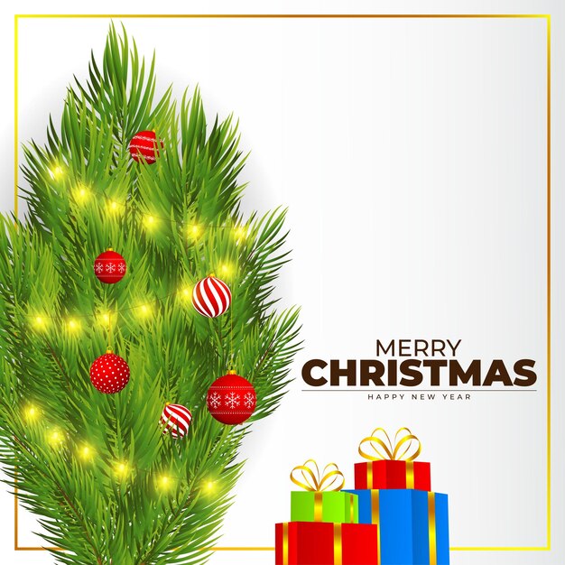 vector illustration of merry christmas and happy new year greeting card