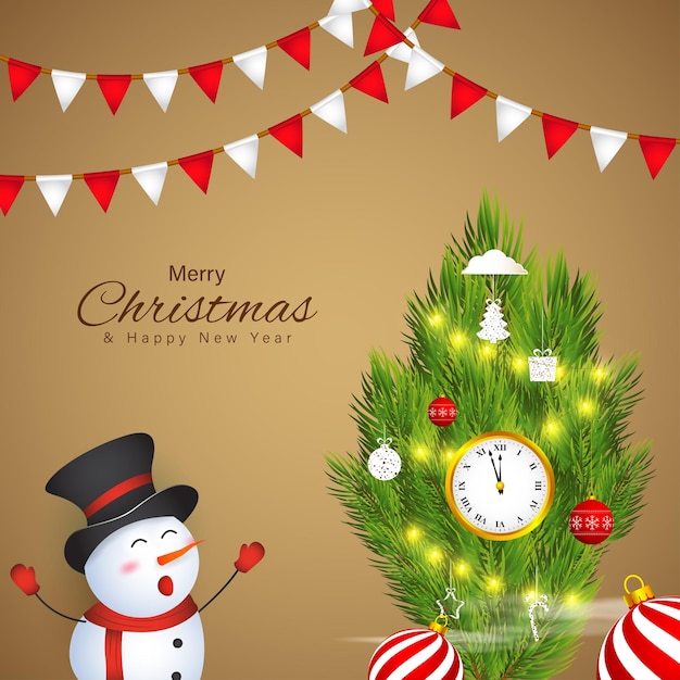 Vector illustration of Merry Christmas and Happy New Year greeting card