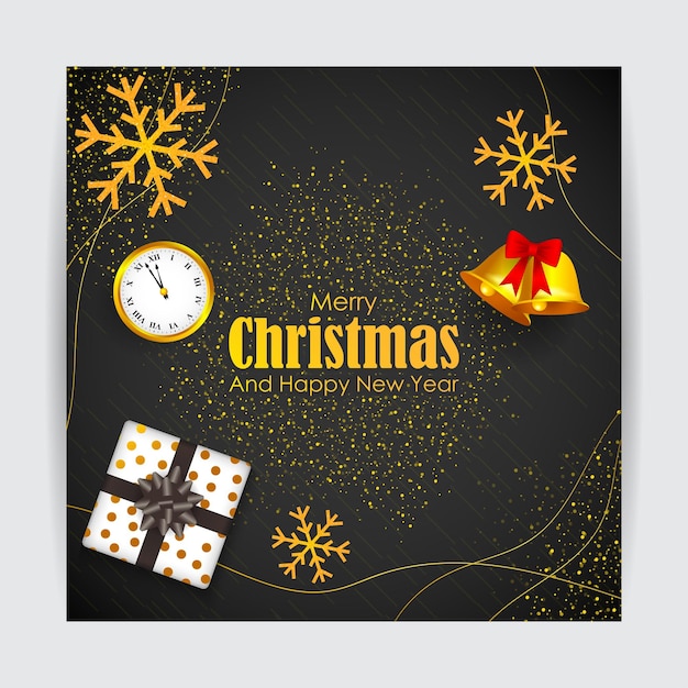 Vector illustration of Merry Christmas and Happy New Year greeting card