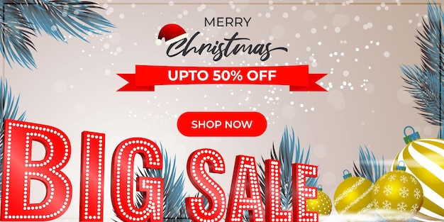 Vector vector illustration of merry christmas sale banner template