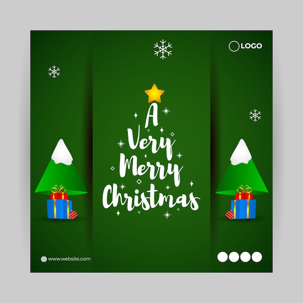 Vector illustration of Merry Christmas social media feed template