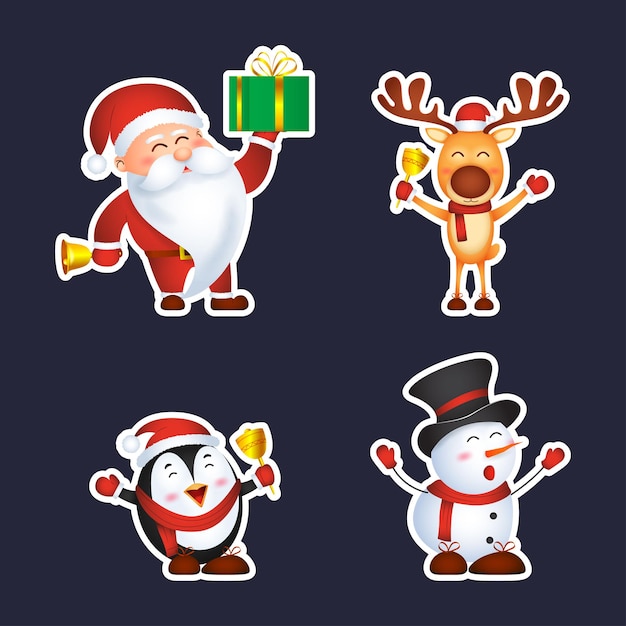 Vector illustration of Merry Christmas stickers