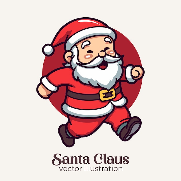 Vector Illustration for a Merry Christmas with an Isolated Cartoon Cute Santa Claus in Flat Style