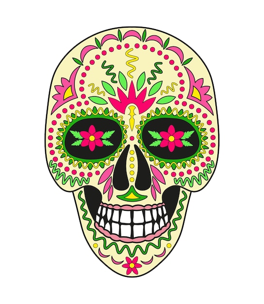 Vector illustration of Mexican Skull