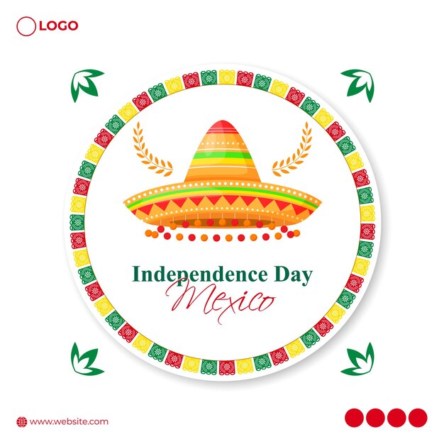 Векторная иллюстрация шаблона ленты в социальных сетях ко Дню независимости Мексики
