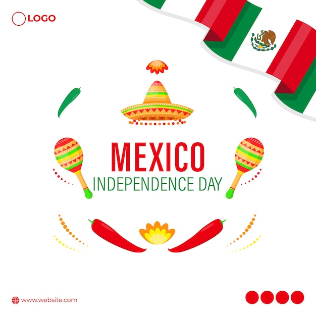 Vector illustration of Mexico Independence Day social media feed template