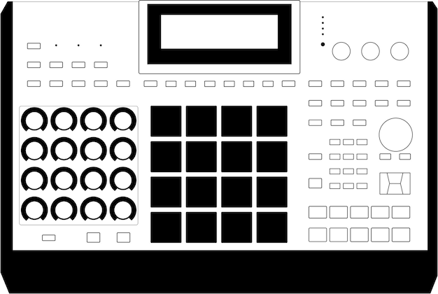 Vector illustration of MIDI Production Center sampler AKAI MPC Renaissance white version