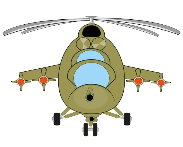 Vector vector illustration of the military helicopter with weapon type frontal