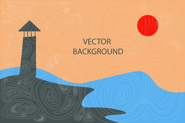 Vector illustration. minimalist contemporary painting landscapes. japanese linear pattern overlay.