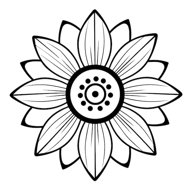 Vector illustration of a minimalist flower outline icon perfect for botanical projects