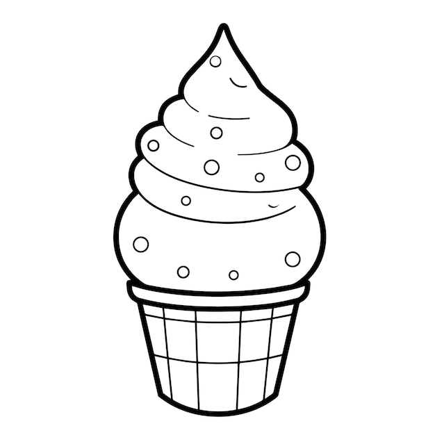 Векторная иллюстрация минималистской иконы контура мороженого, идеальная для сладких лакомств