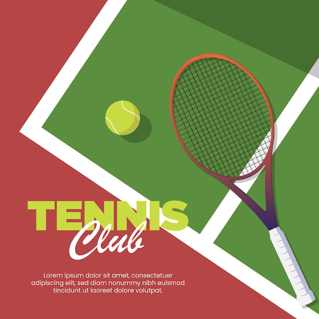 テニストーナメントのミニマリストポスターのベクトルイラスト